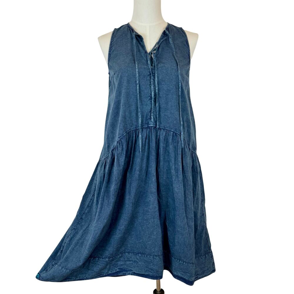 Anthropologie Lightweight Chambray Cotton Midi Tent Dress M in Blue NWT